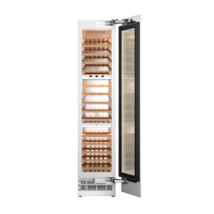 Cantina vini da incasso da 45 cm con porta pannellata reversibile, apertura dx