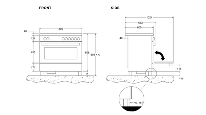 Cucina da 90 cm Air-Tec con piano a induzione e cappa integrata, forno elettronico - serie Master - immagine 5