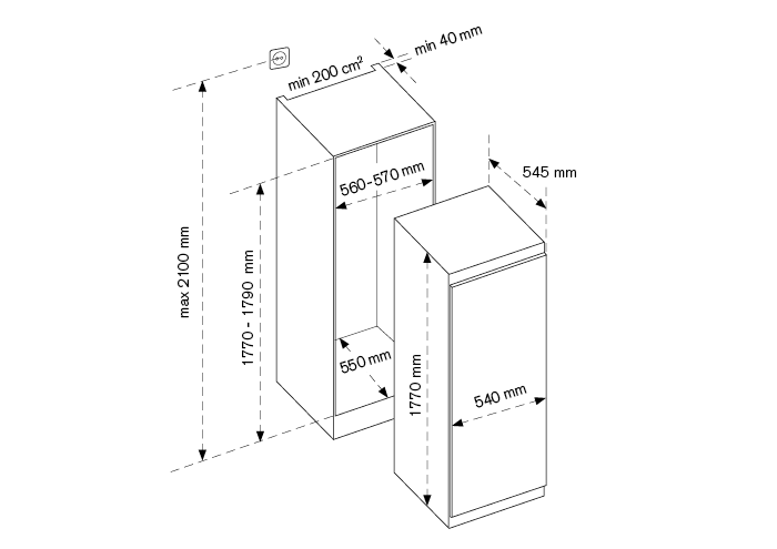 Colonna freezer da 60 cm con altezza 177 cm e porta singola - immagine 2