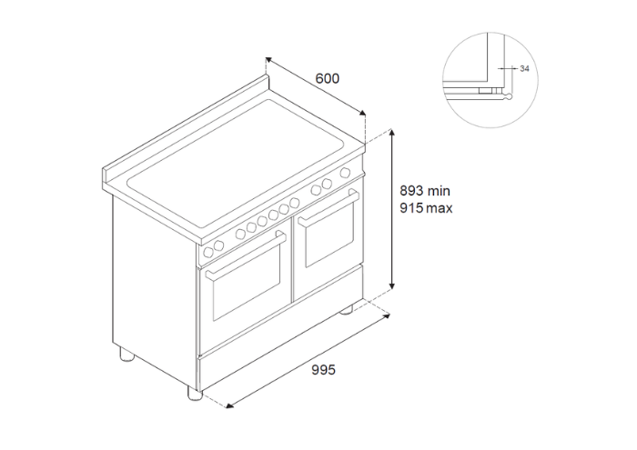 100 cm cooker with induction hob and double electric oven - Heritage series - Image 7
