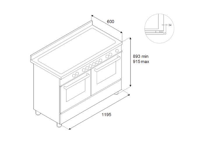 120 cm cooker with 6 burners, hotplate and double electric oven – Heritage series - Image 9