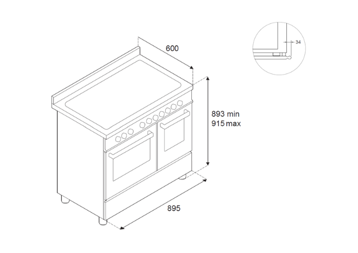 Cucina da 90 cm con piano a induzione e doppio forno elettrico - serie Heritage - immagine 7