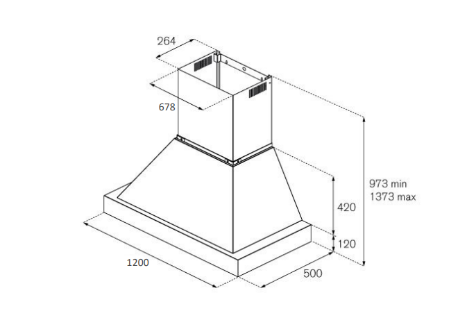 Cappa a parete da 120 cm - immagine 2