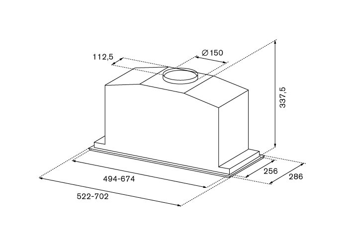 Cappa sottopensile da 70 cm con 1 motore - immagine 2