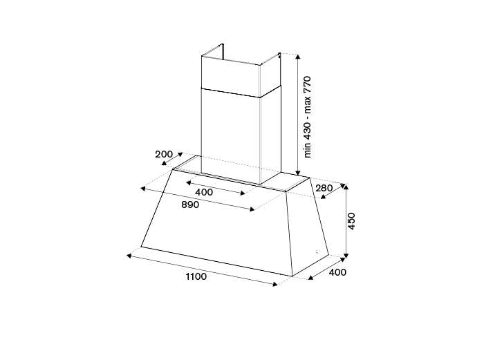 Cappa a parete da 110 cm - immagine 2