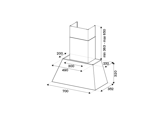70 cm wall-mounted hood - Image 2