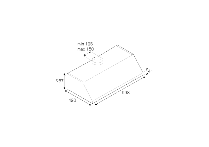 100 cm under-cabinet hood with 1 motor - Image 2