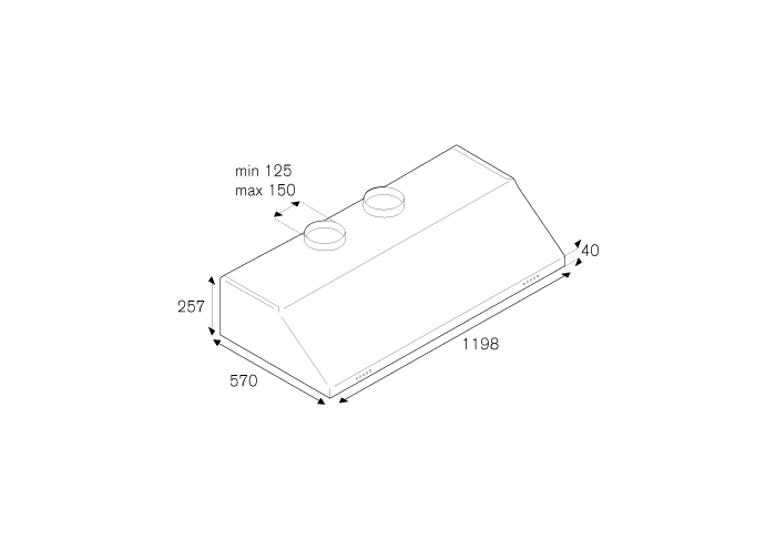 120 cm under-cabinet hood with 2 motors - Image 2