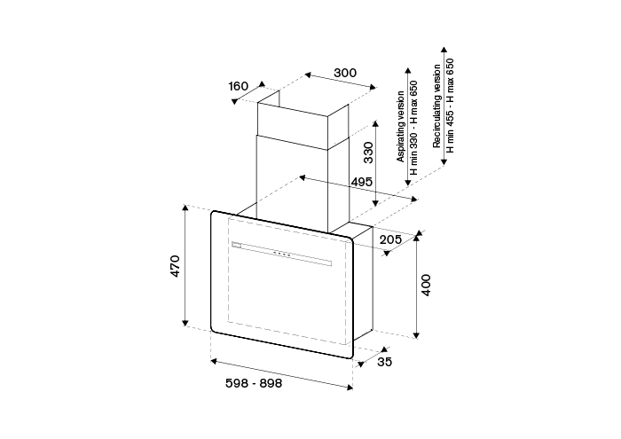 90 cm flat vertical wall-mounted hood - Image 2