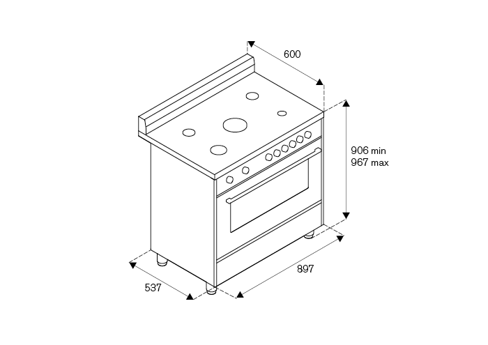 Cucina da 90 cm con 5 bruciatori e forno a gas ventilato – serie Master - immagine 5