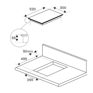 30 cm induction hob, 2 induction zones