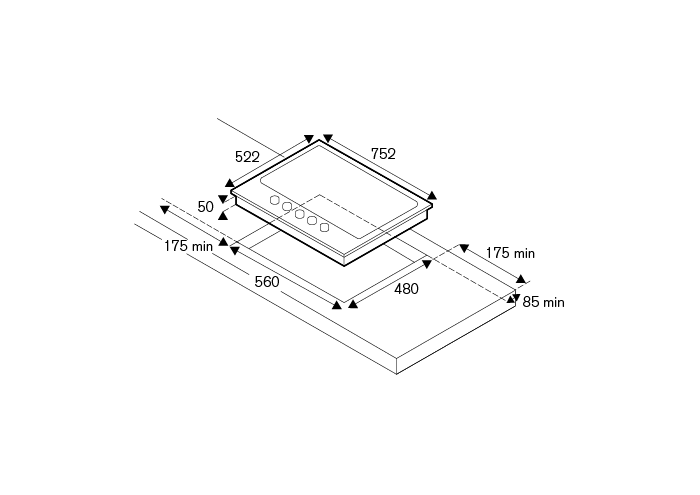Piano cottura a gas in cristallo da 75 cm con wok centrale - immagine 6