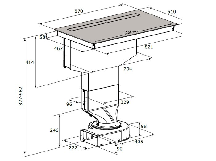 Piano cottura a induzione 90 cm con cappa integrata posteriore - immagine 3