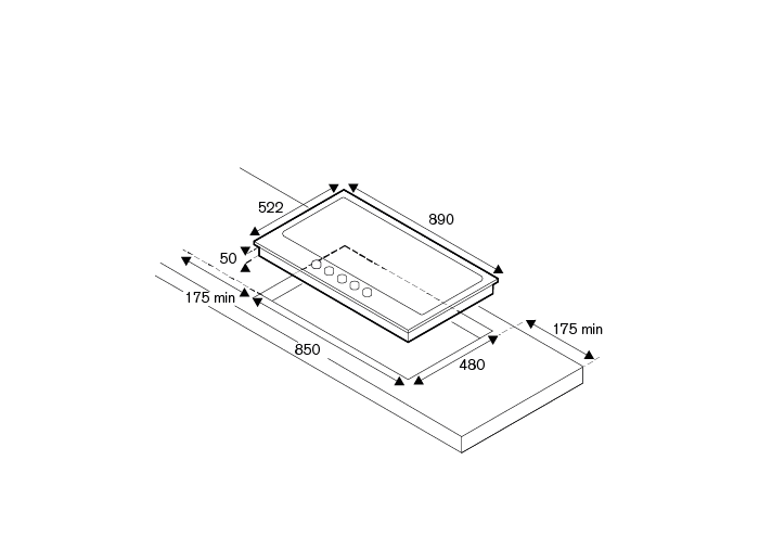 Piano cottura a gas in cristallo da 90 cm con wok laterale - immagine 5
