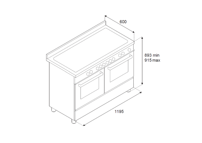 Cucina da 120 cm con piano a induzione e piastra, doppio forno elettrico – serie Professional - immagine 6