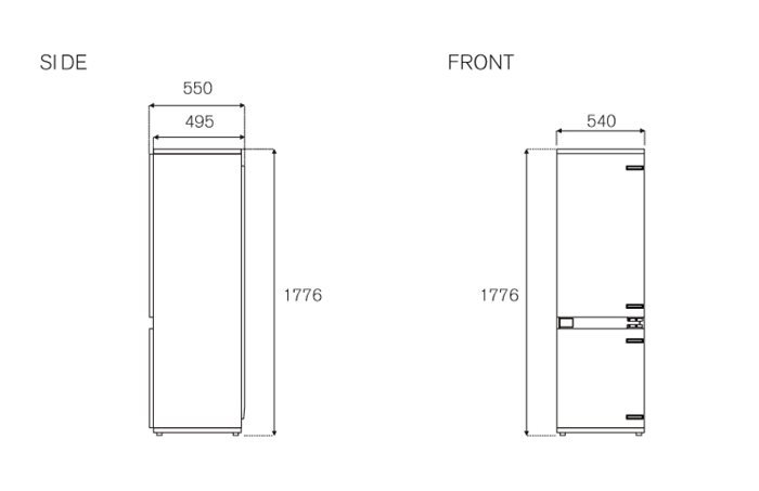 Frigorifero combinato da incasso da 60 cm H177 con sistema sliding door - immagine 2