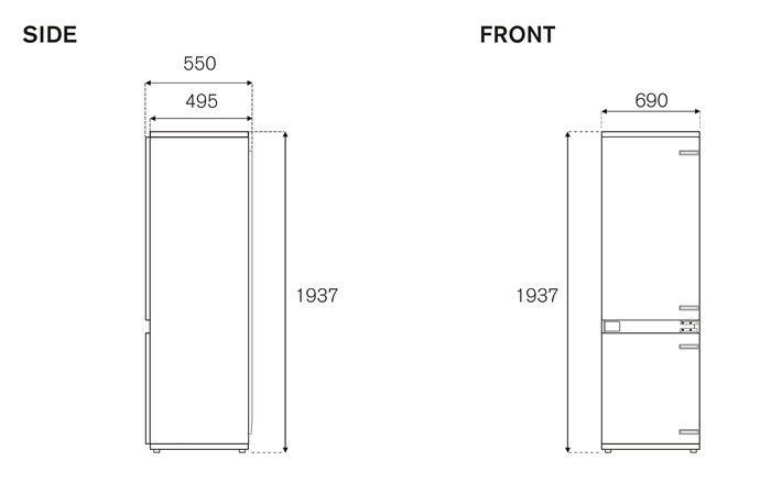 Frigorifero da incasso da 70 cm H193 con sistema sliding door - immagine 2