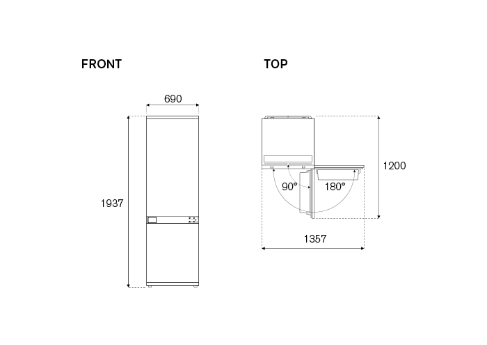 Frigorifero da incasso da 70 cm H193, panel ready - immagine 2
