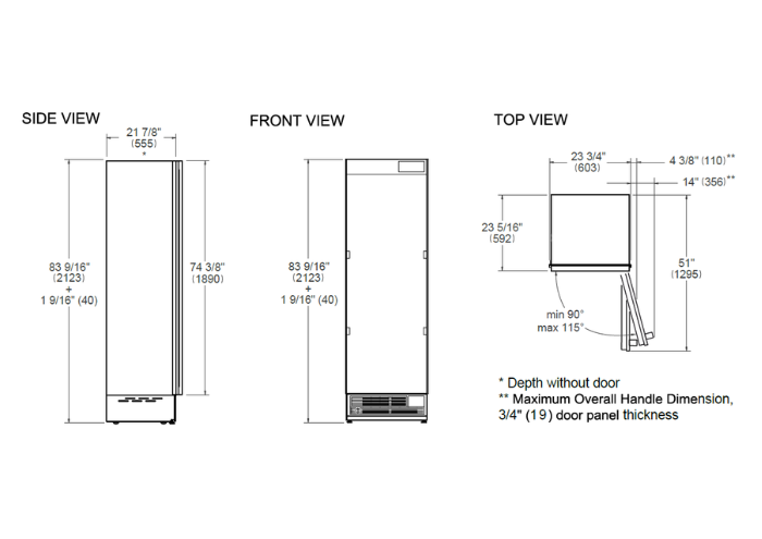 60 cm built-in refrigerator column with panelled door and internal water dispenser - Image 2