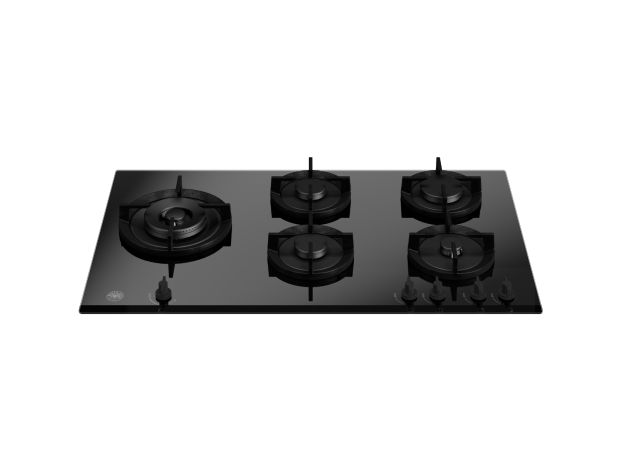 90 cm glass gas hob with side wok