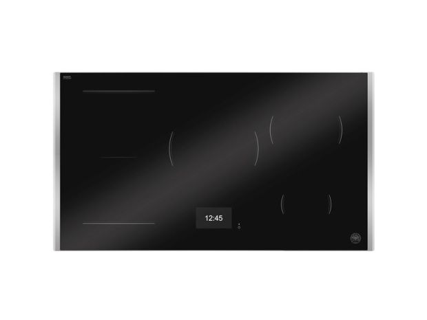 Induction hob with metal frame, 90 cm, 5 zones, TFT display