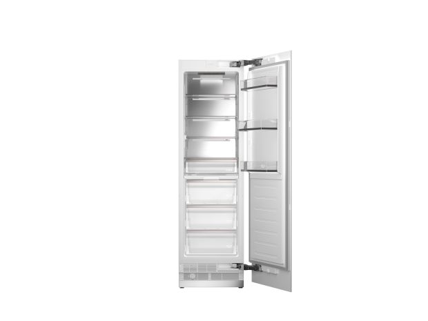60 cm built-in refrigerator column with panelled door and internal water dispenser
