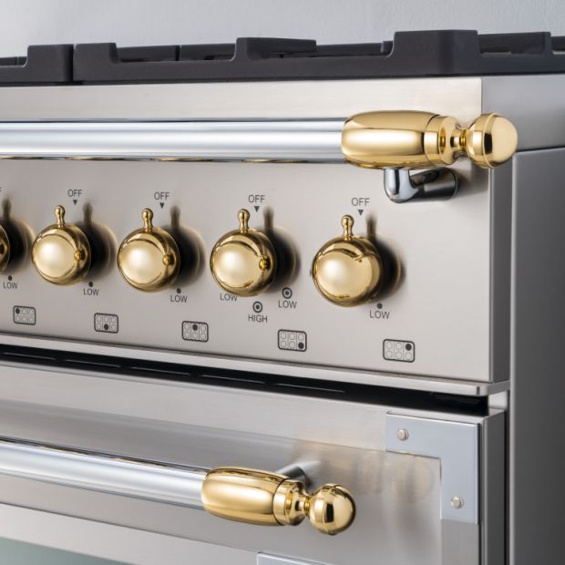 Gold finish décor set for kitchens and cooker hoods