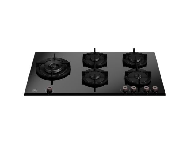 90 cm glass gas hob with side wok