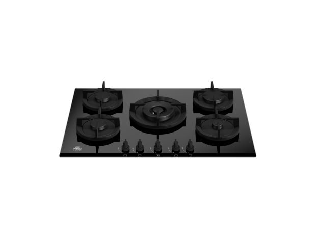 75 cm glass-ceramic gas hob with central wok