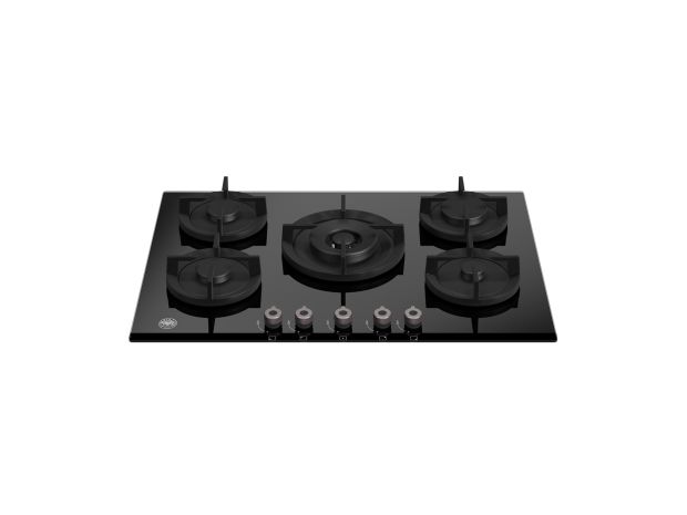 75 cm glass-ceramic gas hob with central wok