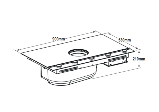 90 cm Induction Hob with Integrated Hood , 4 Cooking Zones and Knobs Controls
