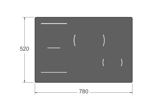 78 cm Induction Hob, 4 cooking zones, hidden white LED slider, black matt