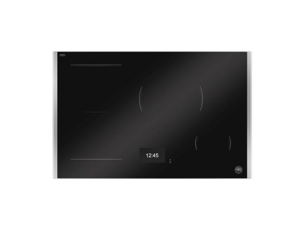 Induction hob with metal frame, 78 cm, 4 zones, TFT display